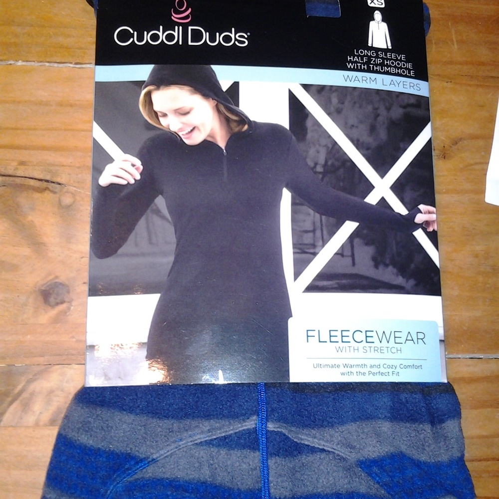 Cuddl Duds Fleecewear Half Zip Hoodie *Blue Multi*